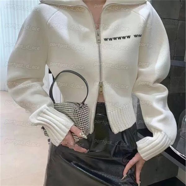 

women knit coat letters long sleeve jacket spring autumn white black knitted jackets274s