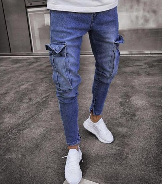 

men clothes 2019 skinny jeans mens stretch denim homme rotos pant distressed ripped freyed slim fit pocket jean trousers lf8067938911, Blue