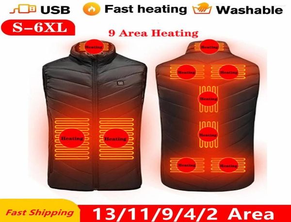 

men039s vests 139 areas heated vest men women usb jacket heating thermal clothing hunting winter blacks6xl3411958, Black;white