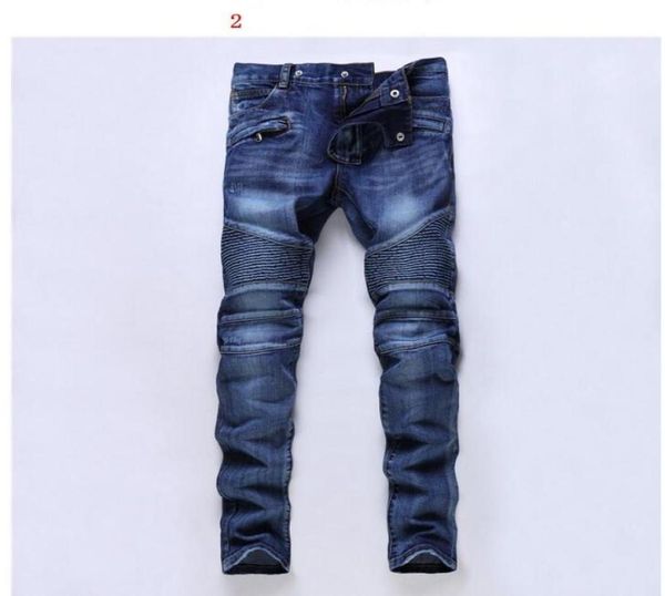 

men039s distressed ripped skinny jeans fashion designer mens jeans slim motorcycle moto biker causal mens denim pants hip hop m6083497, Blue