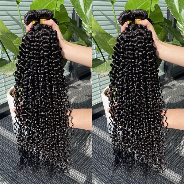 

Water Wave Bundles 30 32 36 Inch Brazilian Deep Curly Human Hair Extensions 3 4 Bundles Deal Wet and Wavy Curly Hair Bundles, Natural color