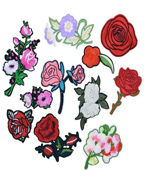 

11 pcs flowers patches for clothing bags diy iron on transfer applique patch for garment jeans sew on embroidery patch5995723, Black