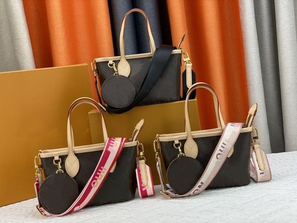 

7a luxury designer bag womens tote bags bb messenger brown leather handbags ladies shoulder zipper flower l purse crossbody v bag m46705
