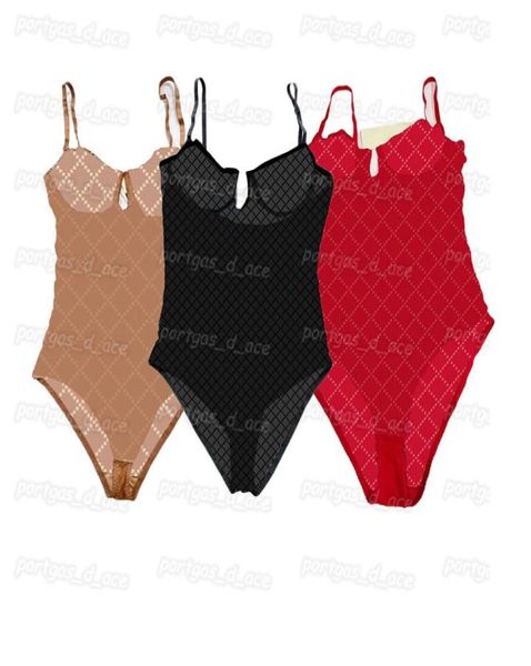 

letters embroidered womens underwear push up tulle lace bra bodysuit see through bottoming leotards vintage one piece lingeri6499626, Red;black