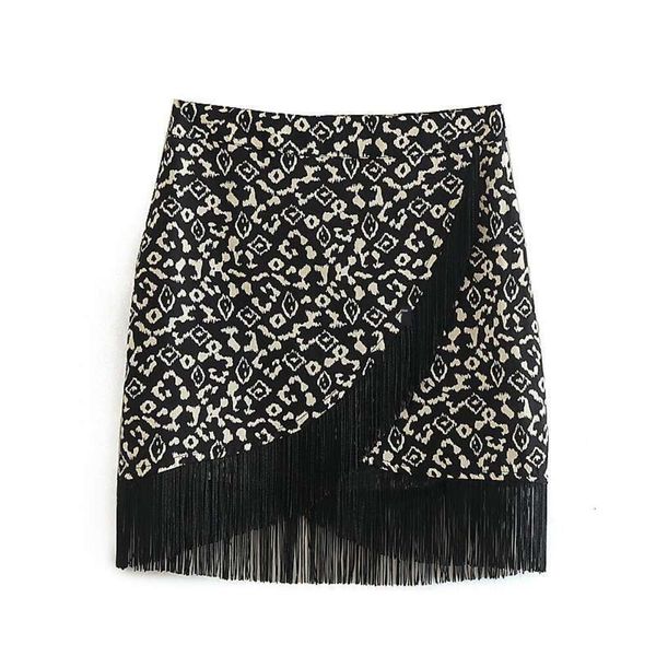 

wholesale spring skirts style casanova su decoration double breasted printed short skirt for women, Black