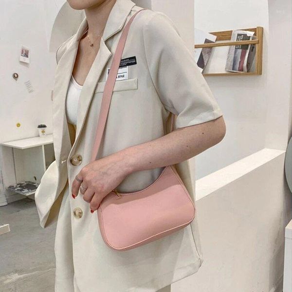 

duffel bags pu leather shoulder underarm bag women's fashion handbags retro solid color