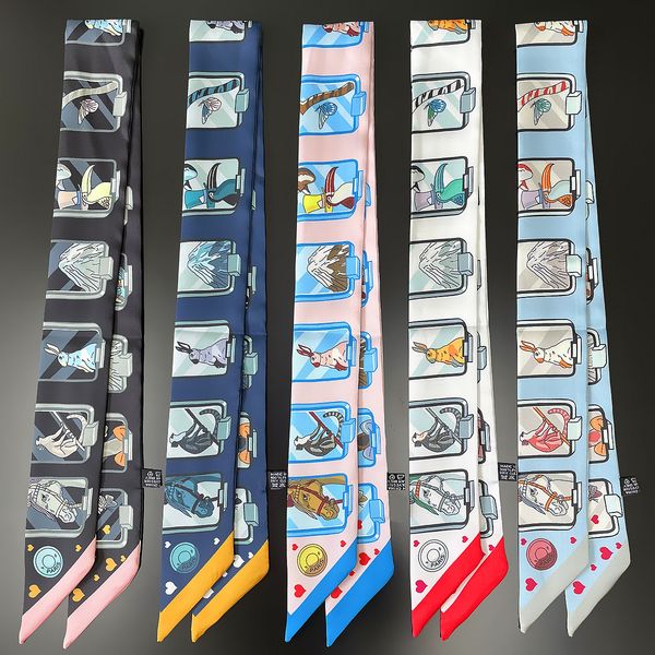 

designer scarf brand silk scarfs lady high-grade fashion scarves headband plaid letters simple style, Blue;gray