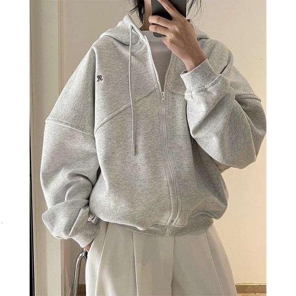 

womens jackets early autumn korean version of the casual sports style letters hooded sweater zip cardigan loose jacket female 230818, Black;brown