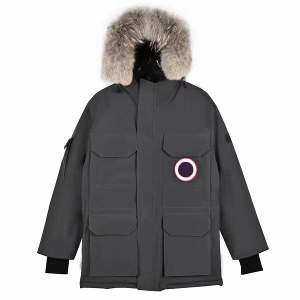 

selling item mens fur collar down jacket parke mid-length slim puffer jackets white duck down filling quality outerwear designer291, Black