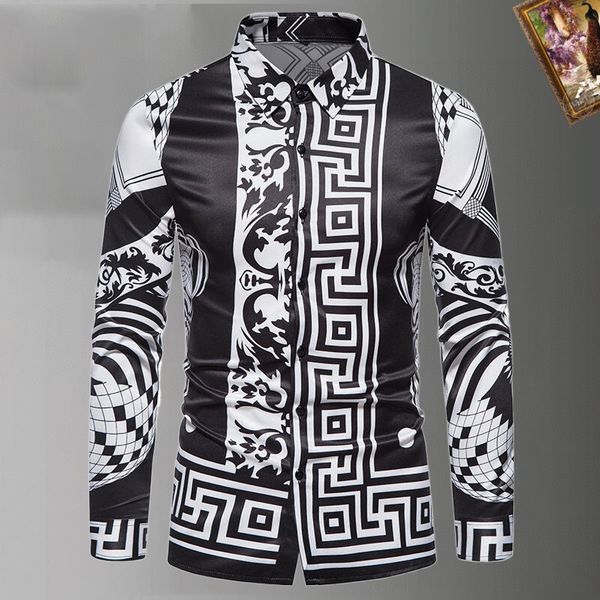

2023 luxury designer dress shirt men's fashion association open lining men solid business casual letter long sleeve -xxxl#015, White;black