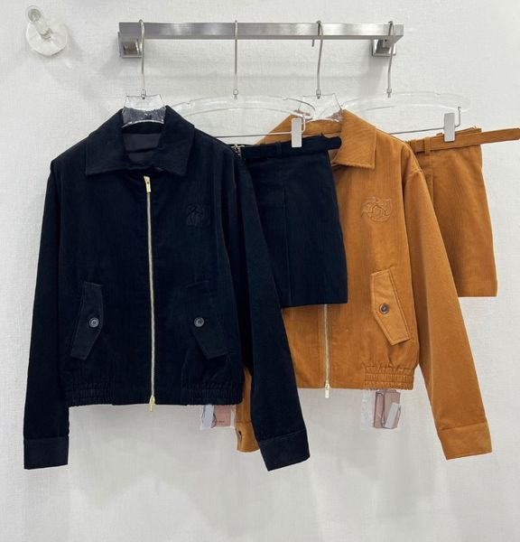 

2023 two piece skirt autumn fashion skirt suit lapel long sleeve loose casual jacket with high waist gold belt skirt set outfit tracksuit, White