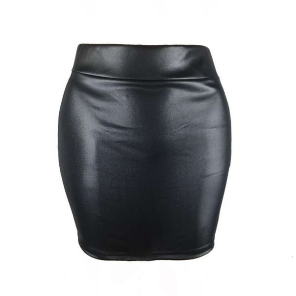 

korean version of womens imitation leather skirt pu summer, Black