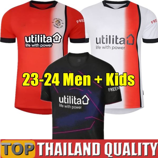 

23 24 luton town soccer jerseys 2023 2024 bradley berry lee burke mpanzu campbell football shirt set home away third men kids kits uniform, Black;yellow