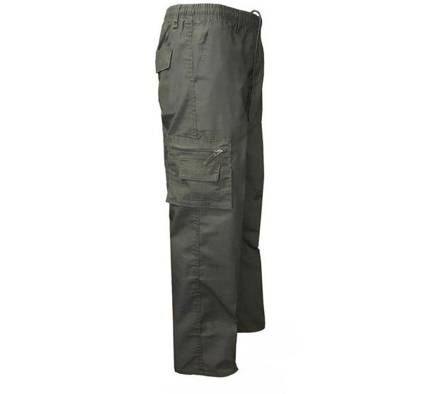 

heflashor 2019 autumn plus size men tactical pants casual multi pocket sweatpant trousers fashion elastic waist loose cargo pant5862217, Black