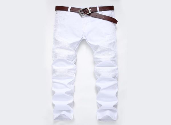 

men jeans white design slim fit skinny ripped casual biker jeans for men retro long business jeans pant for men j1810011306249, Blue