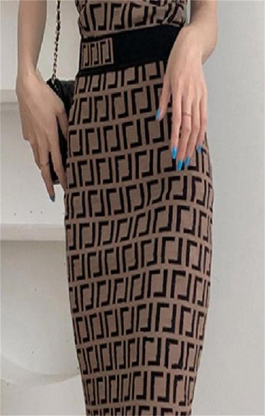 

designer womens dresses elegant chain letter party dress women039s fashion halflength skirt solid color knit step package hip 4517034, Black;gray
