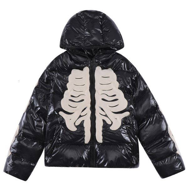 

men's down parkas winter retro skeleton parka men bright jacket hip hop street harajuku y2k thicken warm padded coats loose windproof c, Black