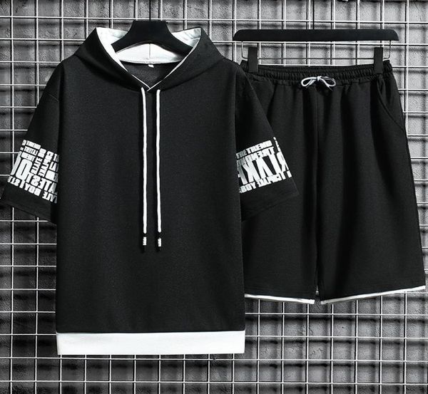 

men039s tracksuits men sets hooded 2022 summer casual mens harajuku tracksuit tshirtshorts two piece short set male sports su8746141, Gray
