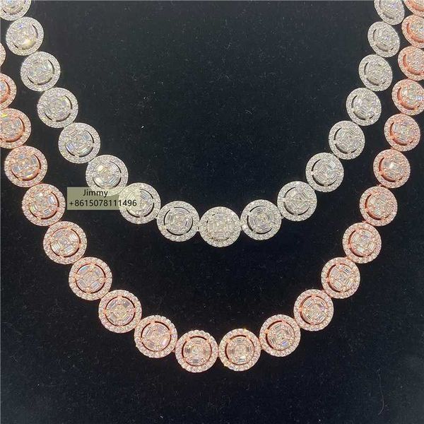 

fashion trendy iced out jewelry 13mm 925 sterling silver baguette moissanite diamond cuban link