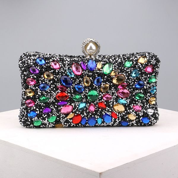 

Sweet shiny women shoulder bags 10 colors fashion ladies Pearl handbags banquet dress Joker diamond dinner bag sweet sequined handbag wholesale, Sky blue