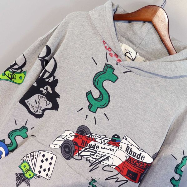 

ppbe men's hoodies sweatshirts rhude doodle hoodie manager hand-painted graffiti high street men's and women's hooded sweater, Black