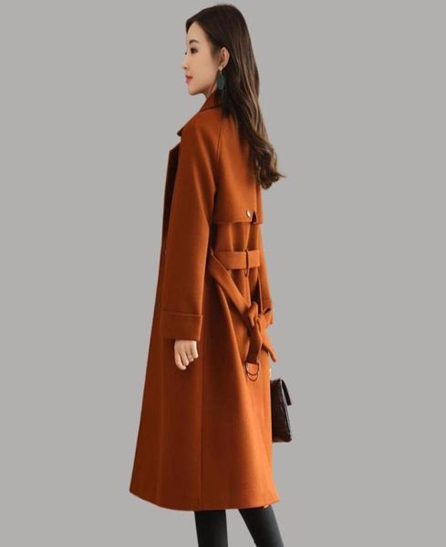 

2020 autumn winter women woolen coat long doublebreasted jackets fashion suit collar wool coat warm jacket female j97172488459596767, Black