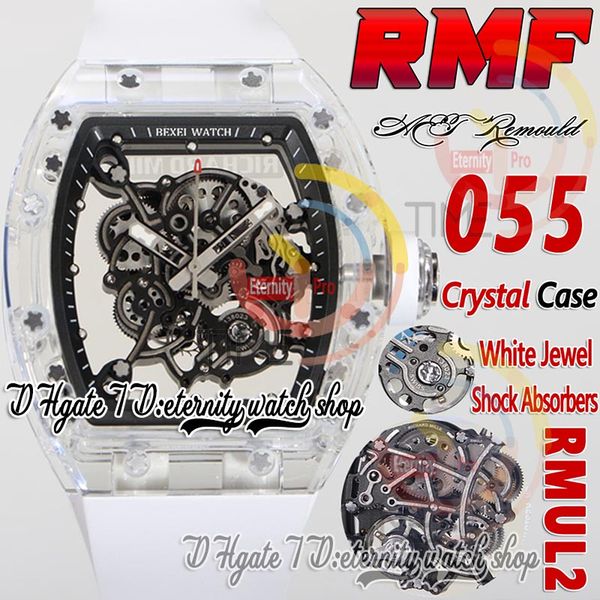 

rmf aet 055 mens watch rmul2 mechanical hand-winding true balance spring real crystal case skeleton dial black inner ring rubber strap super, Slivery;brown