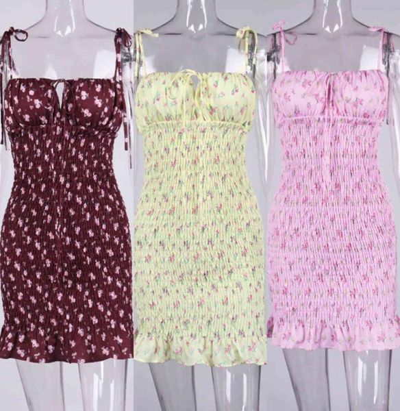 

new asia white flowers shirred mini dress summer 2020 women039s moves dress spaghetti handkerchiefs ruches bodycon dresses8836749, White;black