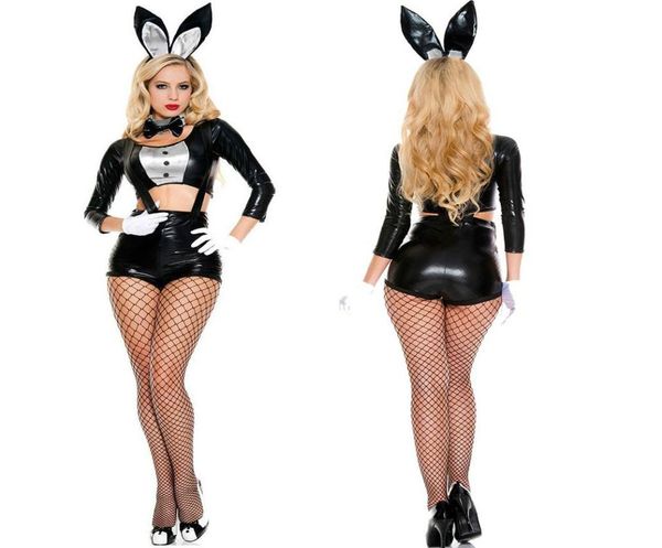 

halloween easter bunny girl costume women rabbit cosplay outfit magician clothes black dance party uniforms7889037