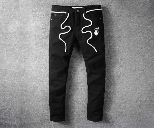 

off or white new black arrow print jeans for young men0129246934, Blue