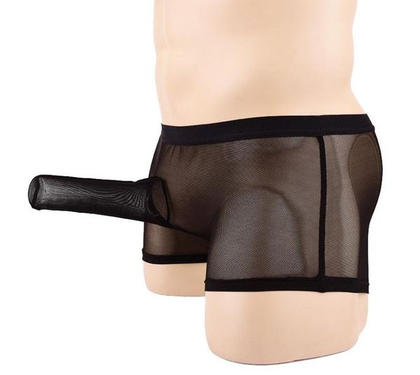 

underpants fun panties men39s ultrathin underwear boxers shorts elephant nose jj silk transparent mesh belt men pantsunde2385901, Black;white
