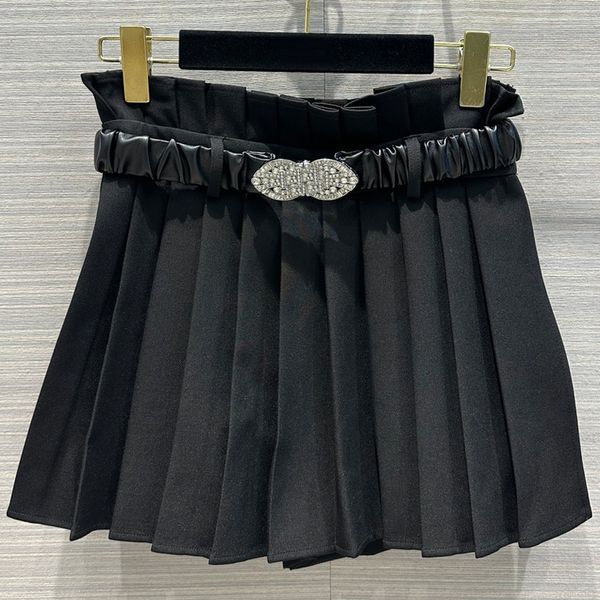 

8.20 fashion with belt pleated shorts skirts, White;black