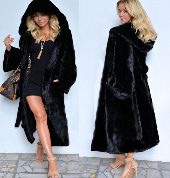 

faux fur coat women winter thick warm long sleeve female outerwear autumn fur coats jackets streetwear9554827, Black