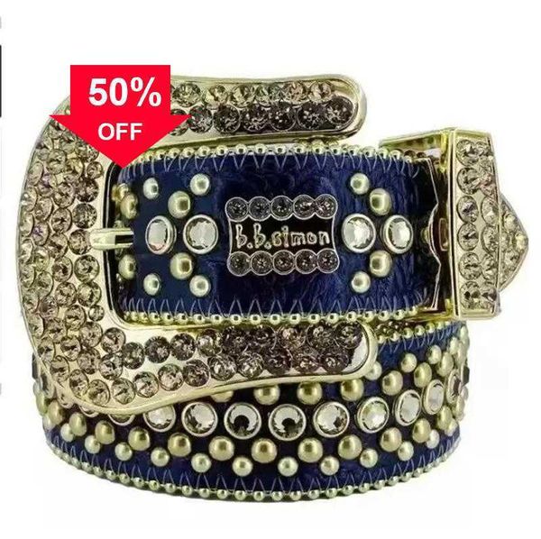 

1designer luxury bb belt simon belts for men women shiny diamond belt black on black blue white multicolour with bling rhinestones as gift 2, Blue;gray
