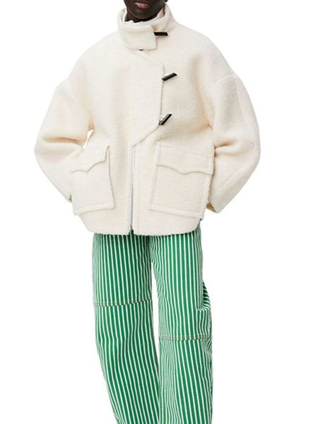 

womens jackets women woolen turtleneck coat zipper double pockets autumn winter elegant ladies jacket 230818, Black;brown