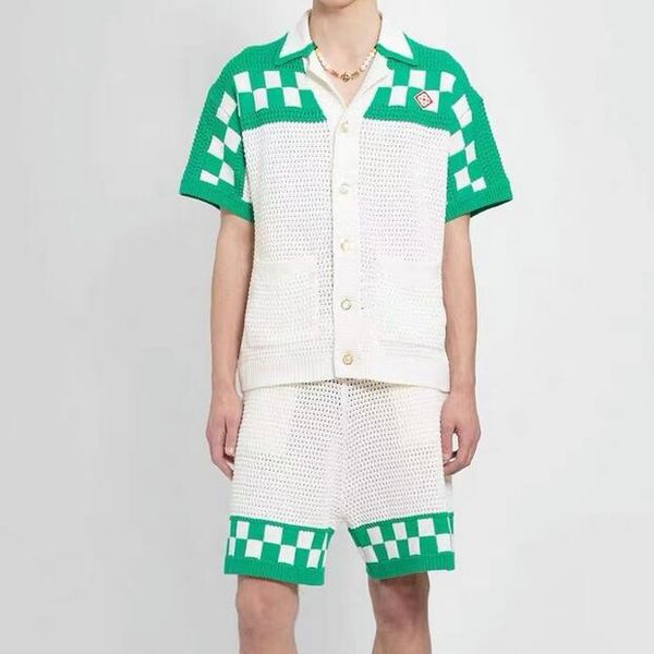 

real pics green woolen shorts men women patchwork drawstring breeches shirts
