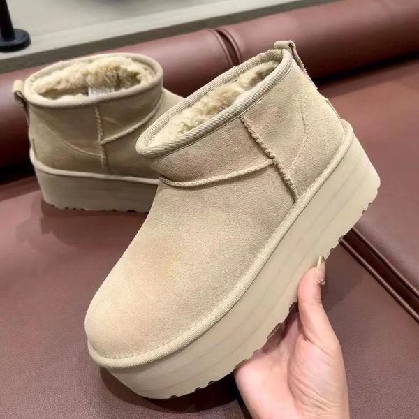 

women classic ultra mini platform boot australia tasman tazz designer matte fur australie snow boots slippers suede wool comfort winter ankl, Black