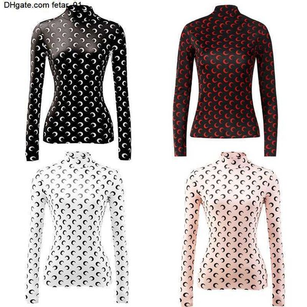 

summer designer 22ss womens t shirts feminine clothes moon print printed stylist women long sleeve graphic tee tunics koszulka damska cresce, White