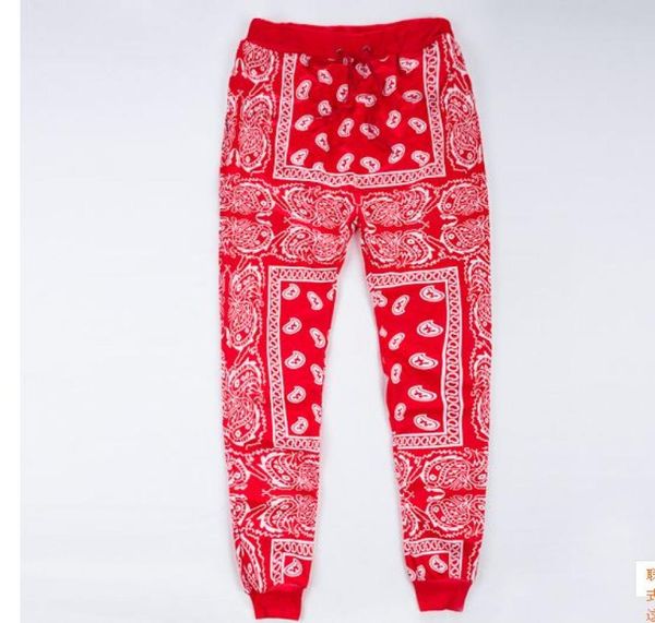 

2017 hip hop jogger sweatpants men039s casual harem pants streetwear cotton joggers red blue bandana pants 920016146057, Black