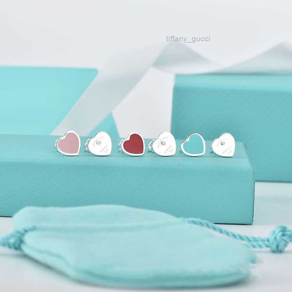

s925 sterling silver sweet heart designer stud earrings for women luxury tiff brand letters cute co engagement asymmetrical ear rings earrin, Golden