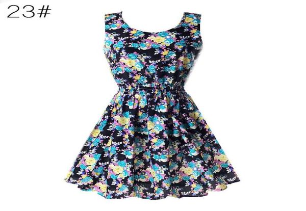 

fashion women chiffon beach dress sleeveless summer sundress floral tank dresses 20 colors5831745, Black;gray