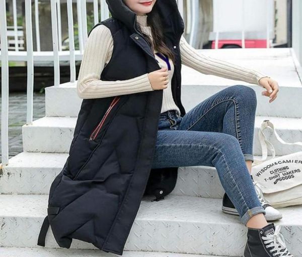 

women039s vests women blouse warm down hooded lightweight quilted vest loose zip gilet outdoor bloues2145278, Black;white