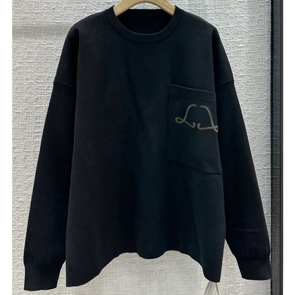 

8.20 letter pocket sweater casual loose comfortable knitted pullover women men, White;black