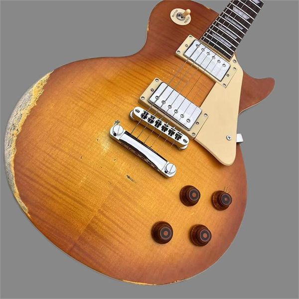 

classic electric guitar, matte finish, antique style guitar, mahogany body, ing