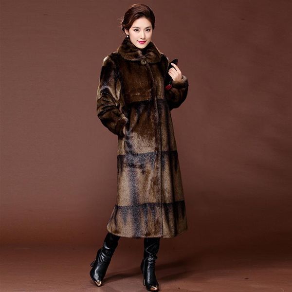

whole-gradient color real mink coat long natural fur coats women winter warm outerwear luxury jacket genuine leather 5xl s003253i, Black