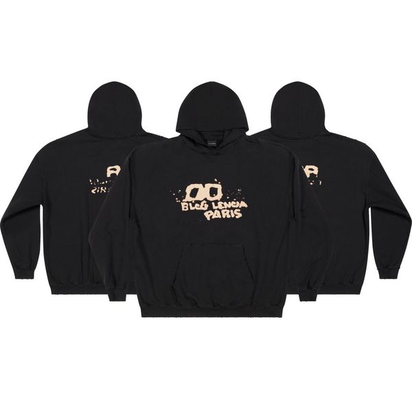 

blcg lencia autumn winter oversize hoodies men carbonized compact spinning fabric wardrobe essentials sweatshirts warm plus size brand cloth, Black