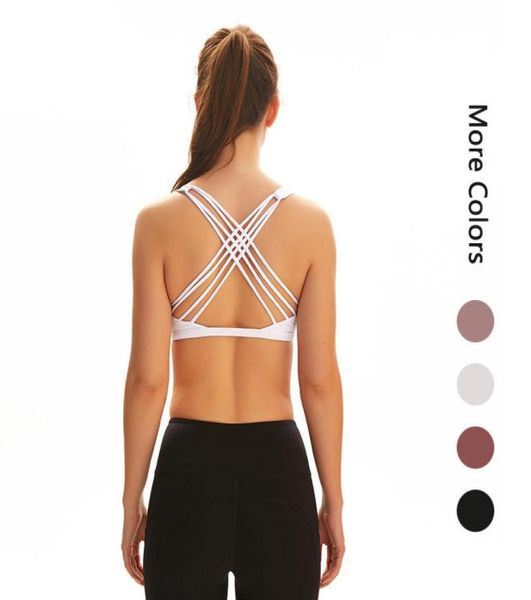 

women tees tanks camis womens yoga sports fitness underwear shockproof training elastic chest pad quickdrying beauty back br1026971, White