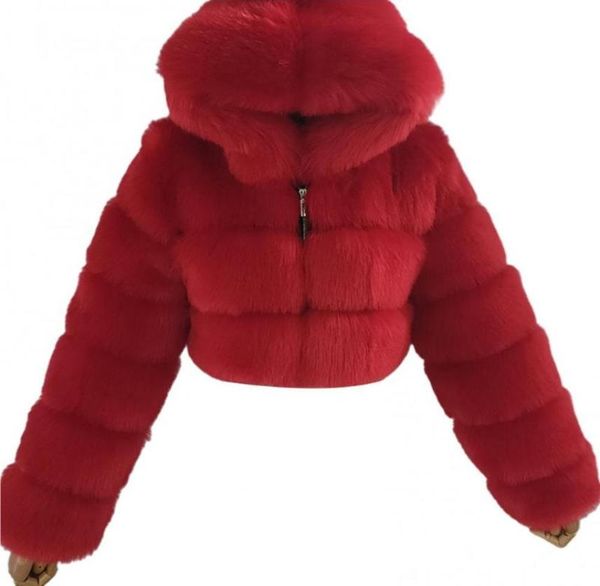

women039s jackets woman jacket winter faux fur cropped coat fluffy zip hooded warm short thick outerwear fake 3xl1462260, Black;brown