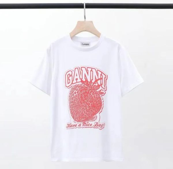 

designer t shirt summer funny fruit print ganni women tshirt tee men, White
