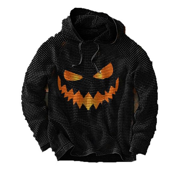 

halloween men's new pumpkin digital print christmas series hoodie, Black